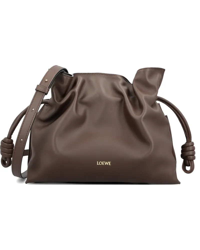 Loewe Mittelgroße Flamenco Schultertasche mit Kordelzug - Braun Braun