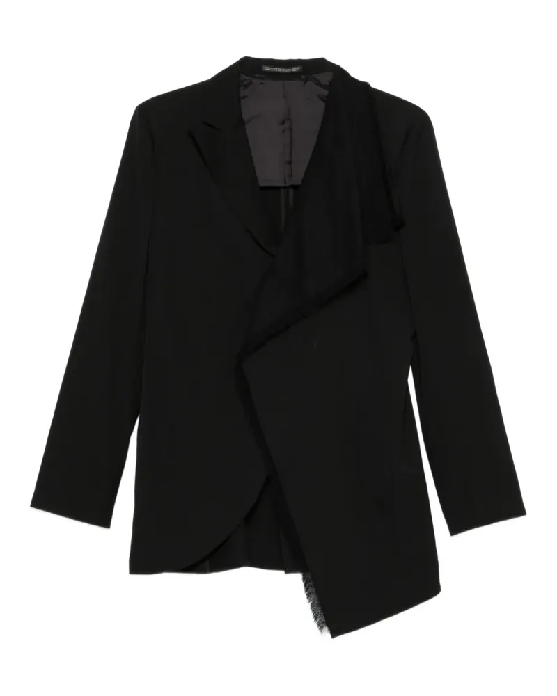 Yohji Yamamoto Ausgefranste Jacke mit asymmetrischem Saum - Schwarz Schwarz