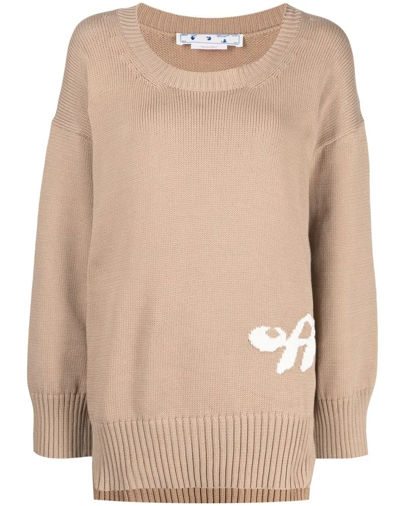 OFF-WHITE Pullover mit Intarsien-Logo - Braun Braun