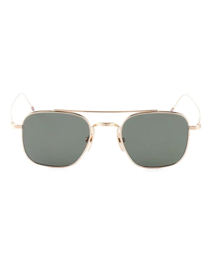Thom Browne Eckige Sonnenbrille mit Doppelsteg - Gold Gold