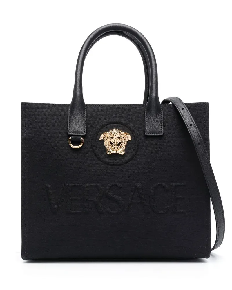 Versace Kleiner La Medusa Shopper aus Canvas - Schwarz Schwarz