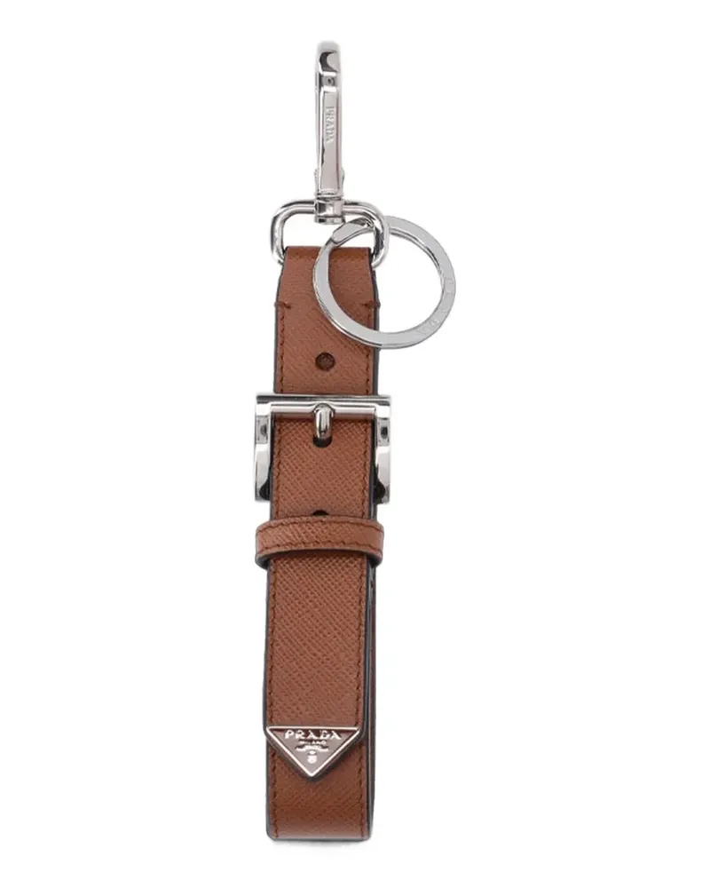 Prada Saffiano-leather buckle-fastening keyring - Braun Braun