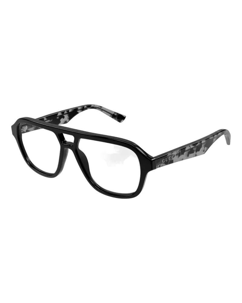 Gucci tortoiseshell-effect pilot-frame glasses - Schwarz Schwarz