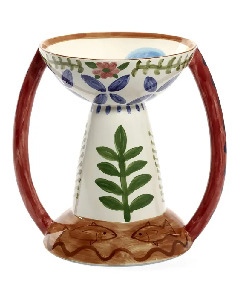 Serax Blumenbemalte Vase mit doppeltem Henkel - Weiß Weiß