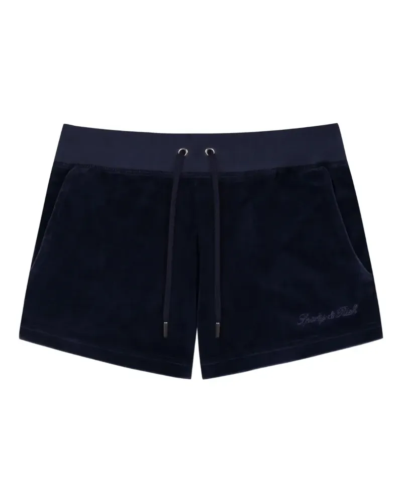 SPORTY & RICH Krystal Shorts mit Logo - Blau Blau