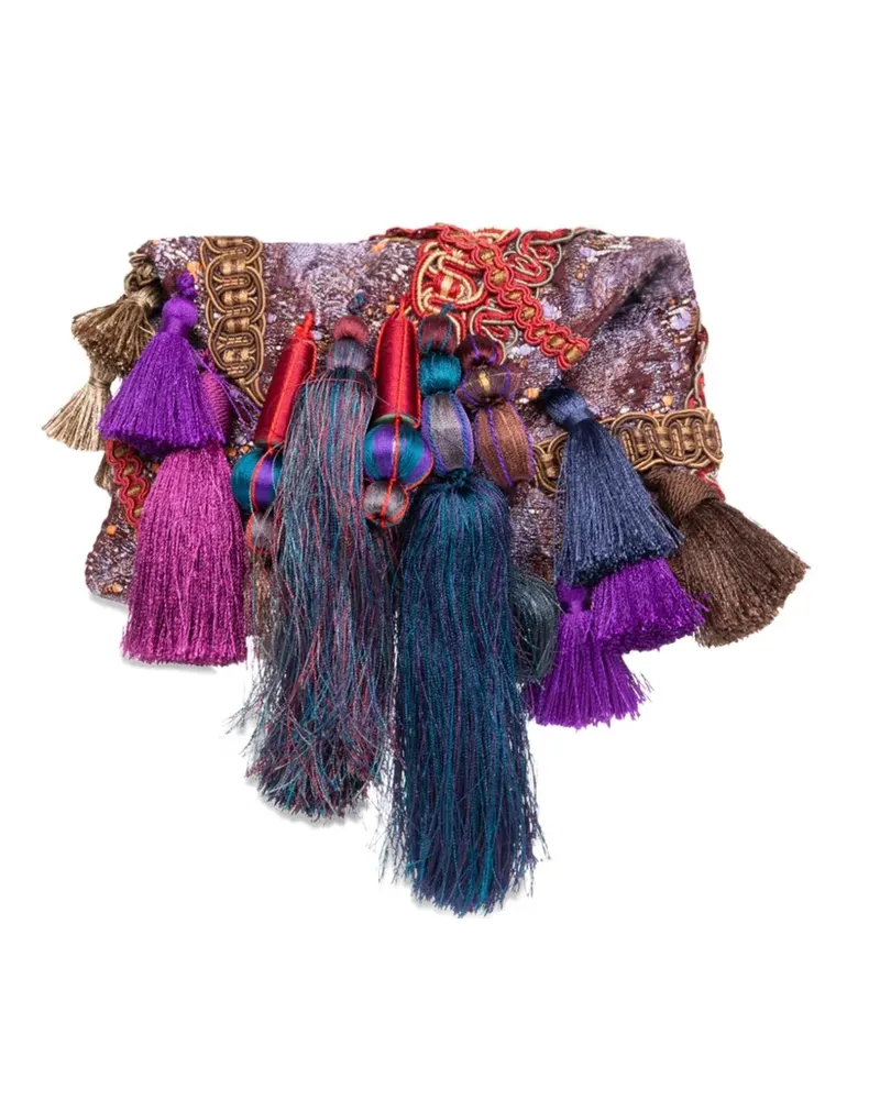 Dries van Noten Clutch in Kuvertform mit Quasten - Rot Rot