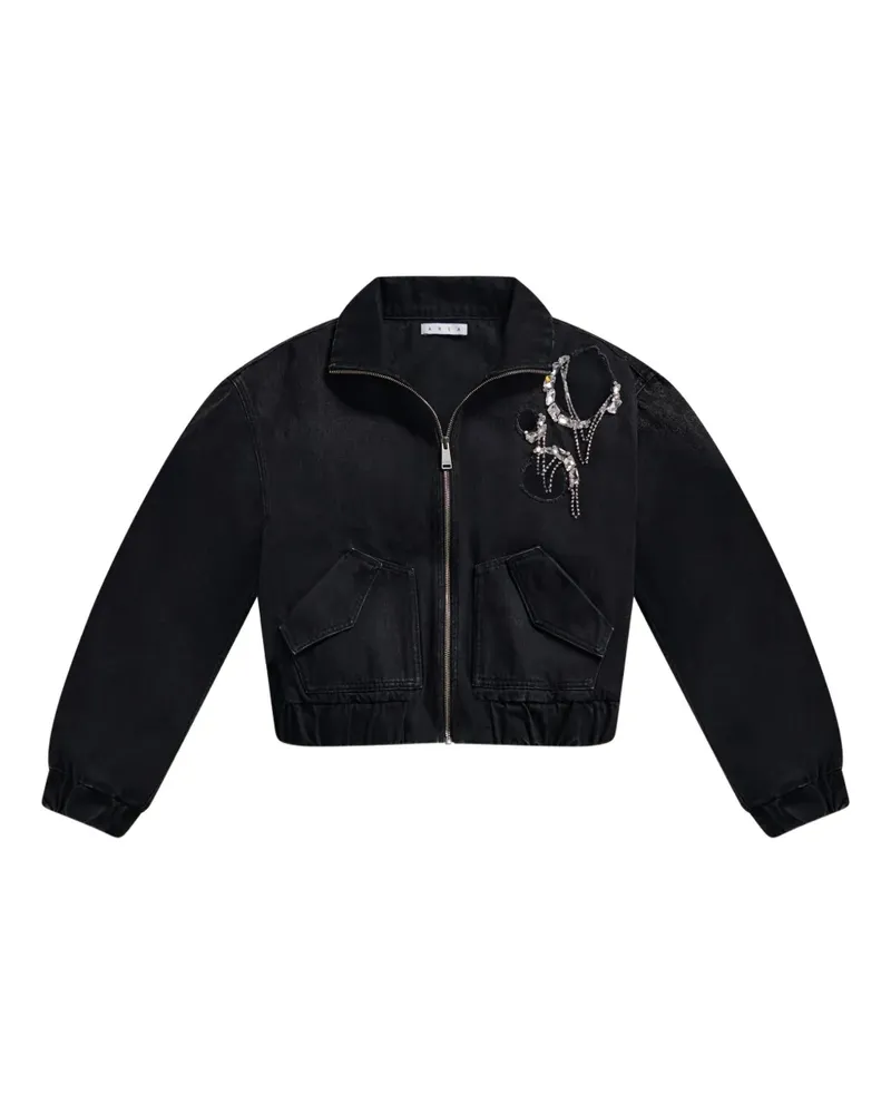 Area Crystal Chain Bomberjacke mit Cut-Out - Schwarz Schwarz