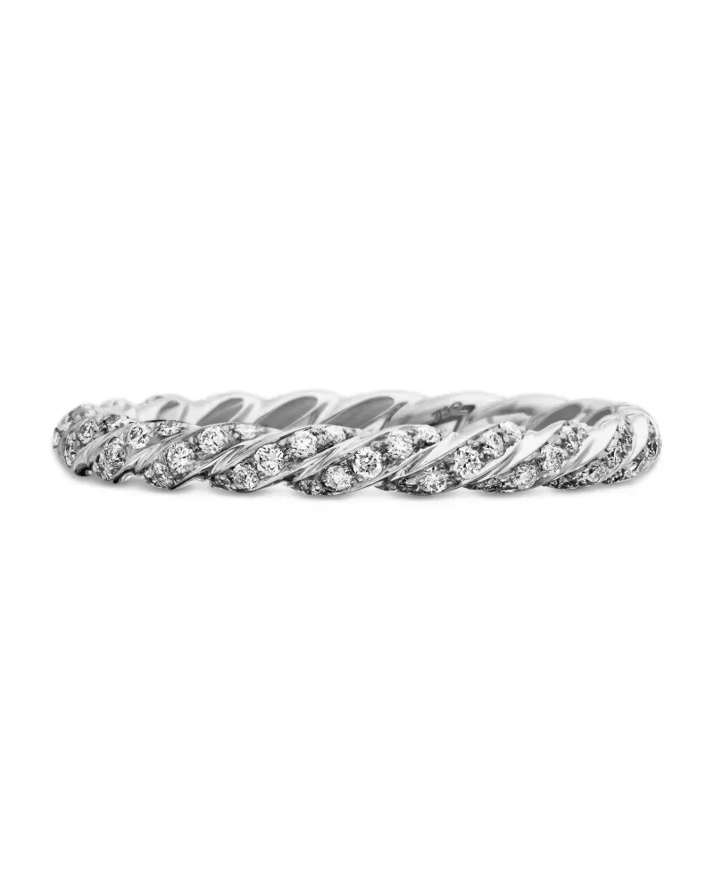 David Yurman 18kt Petite Pavé Weißgoldring mit Diamanten (2,8mm) - Silber Silber