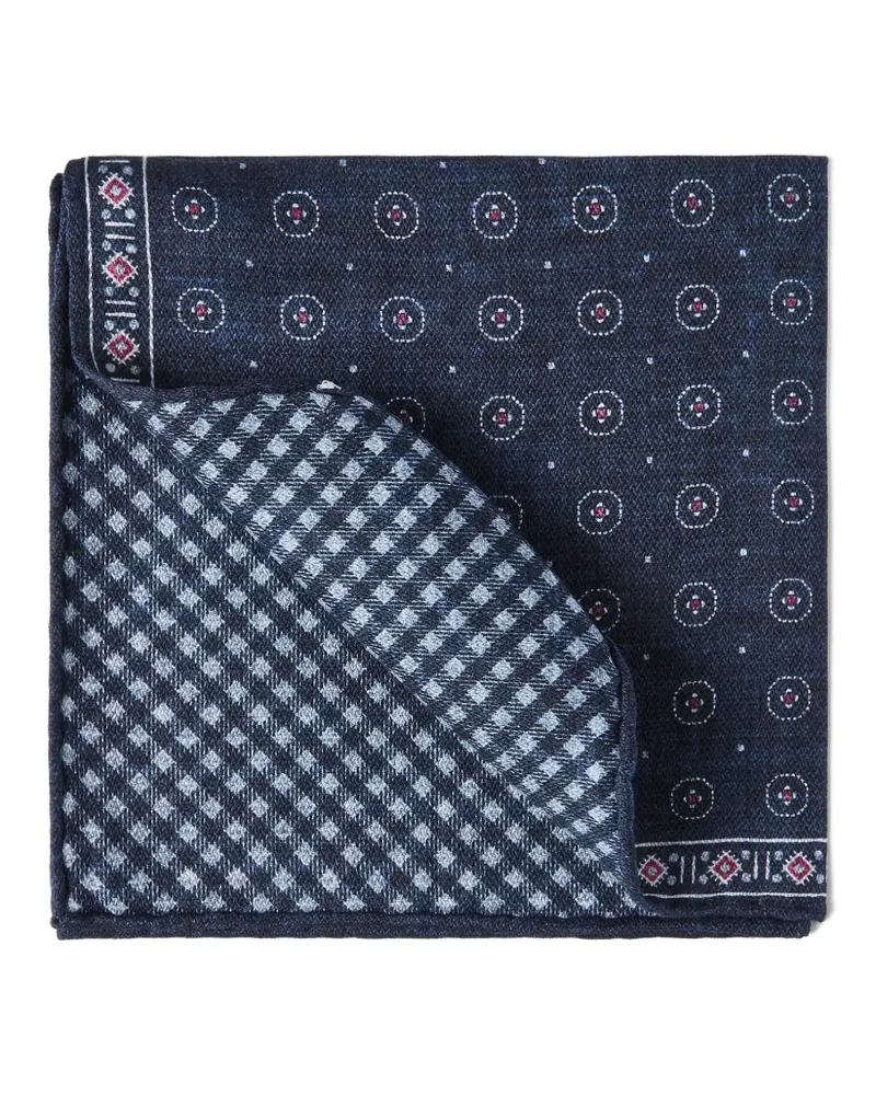 Brunello Cucinelli Einstecktuch aus Seide mit Muster - Blau Blau
