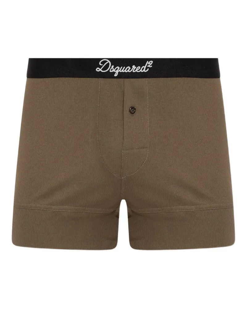 Dsquared2 Gerippte Boxershorts mit Logo-Bund - Braun Braun