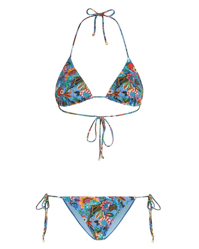 Etro Bikini mit Bouquet-Print Blau