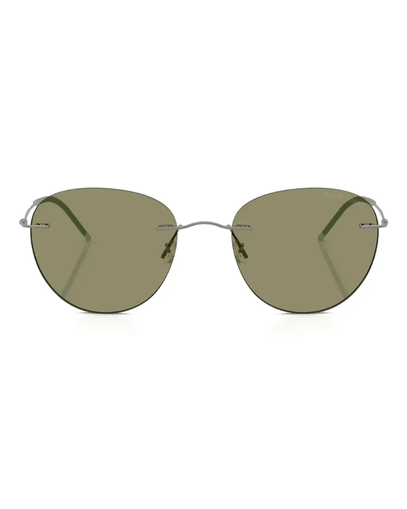 Giorgio Armani Matte Sonnenbrille mit rundem Gestell - Silber Silber