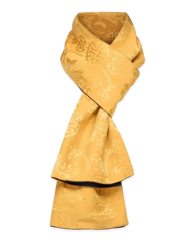 Shanghai Tang Two-Faced jacquard-woven silk-cashmere scarf - Gelb Gelb