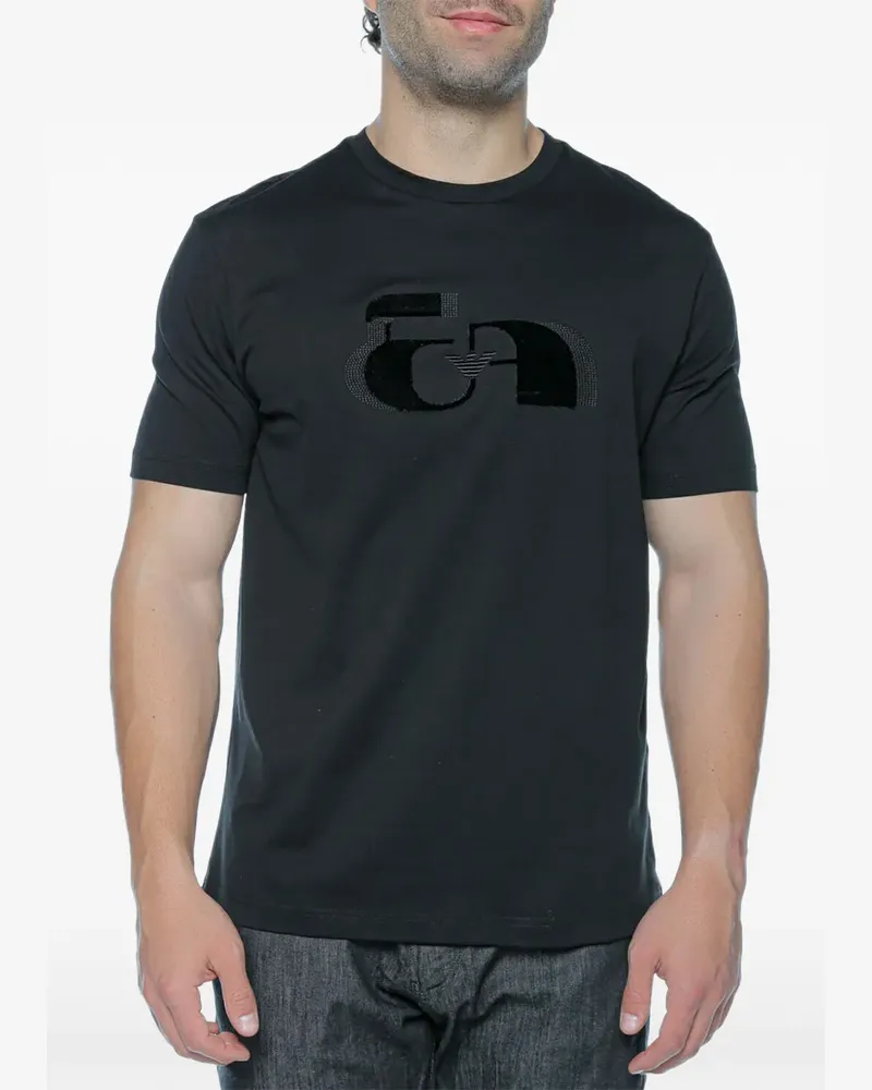 Emporio Armani logo-patch T-shirt - Schwarz Schwarz