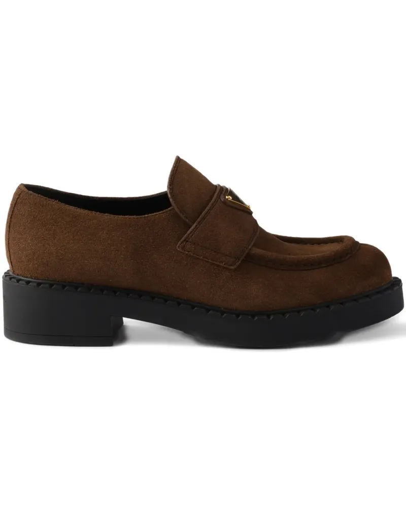 Prada Triangle suede loafers - Braun Braun