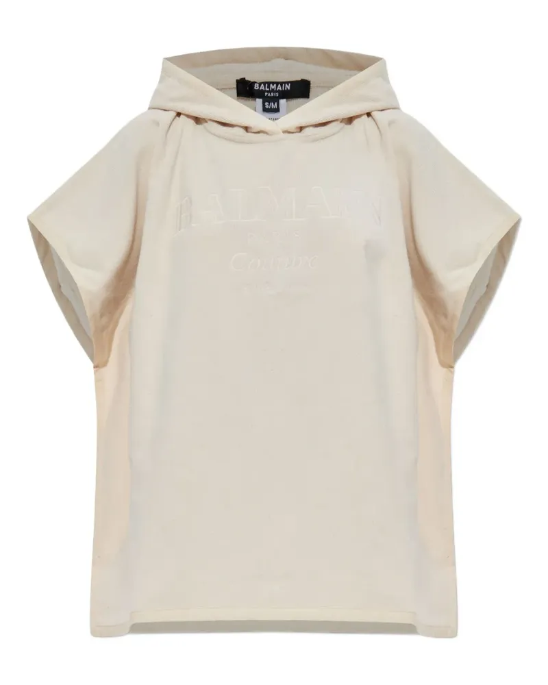 Balmain Poncho mit Kapuze - Nude Nude