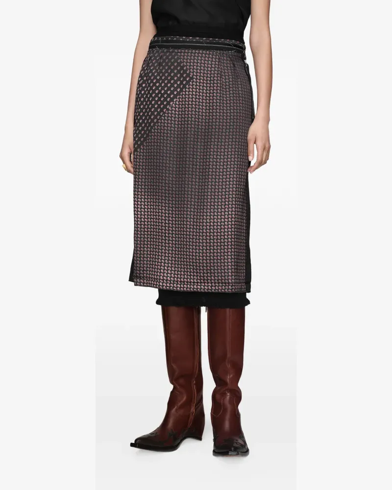 Maison Margiela paisley-print four-stitch midi skirt - Schwarz Schwarz