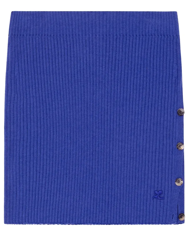 Courrèges Gerippter Minirock - Blau Blau