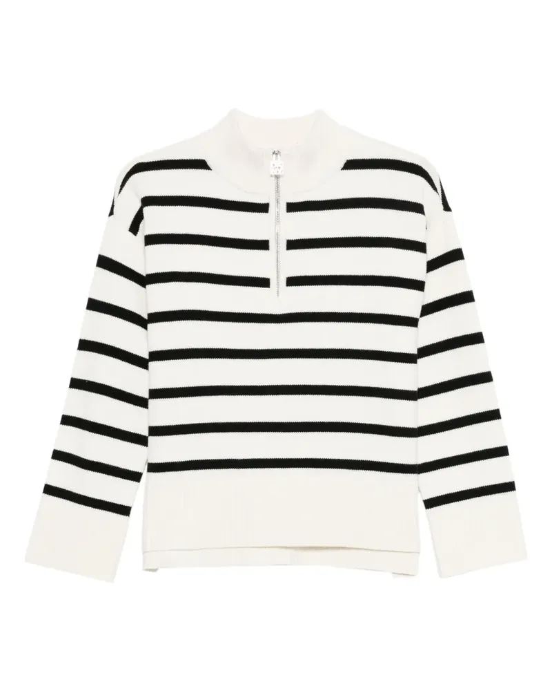 DKNY Gestreifter Pullover mit Reißverschluss - Weiß Weiß
