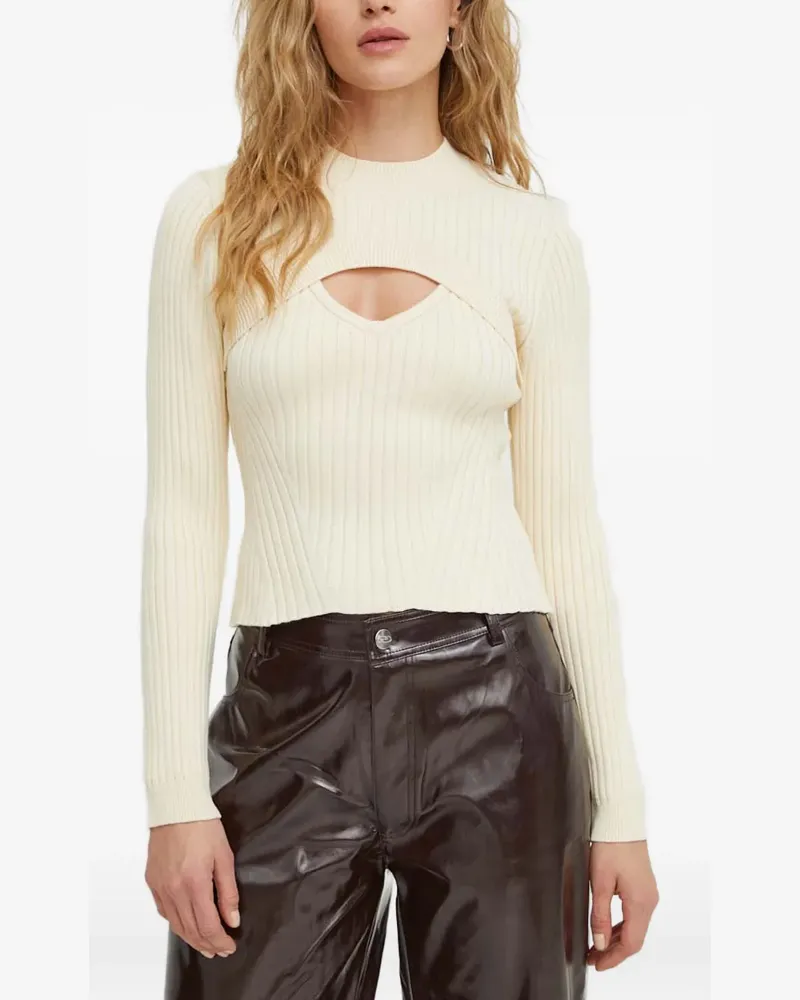 Résumé Gerippter Pullover mit Cut-Outs - Weiß Weiß