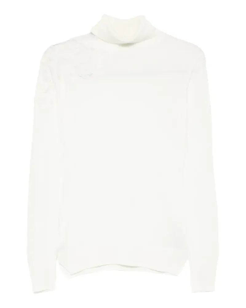 Ermanno Scervino Rollkragenpullover mit Spitzeneinsätzen - Weiß Weiß