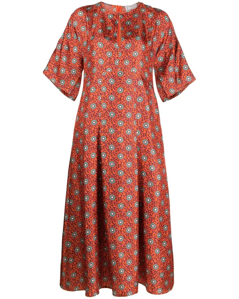 Alberto Biani Midikleid mit Print - Orange Orange