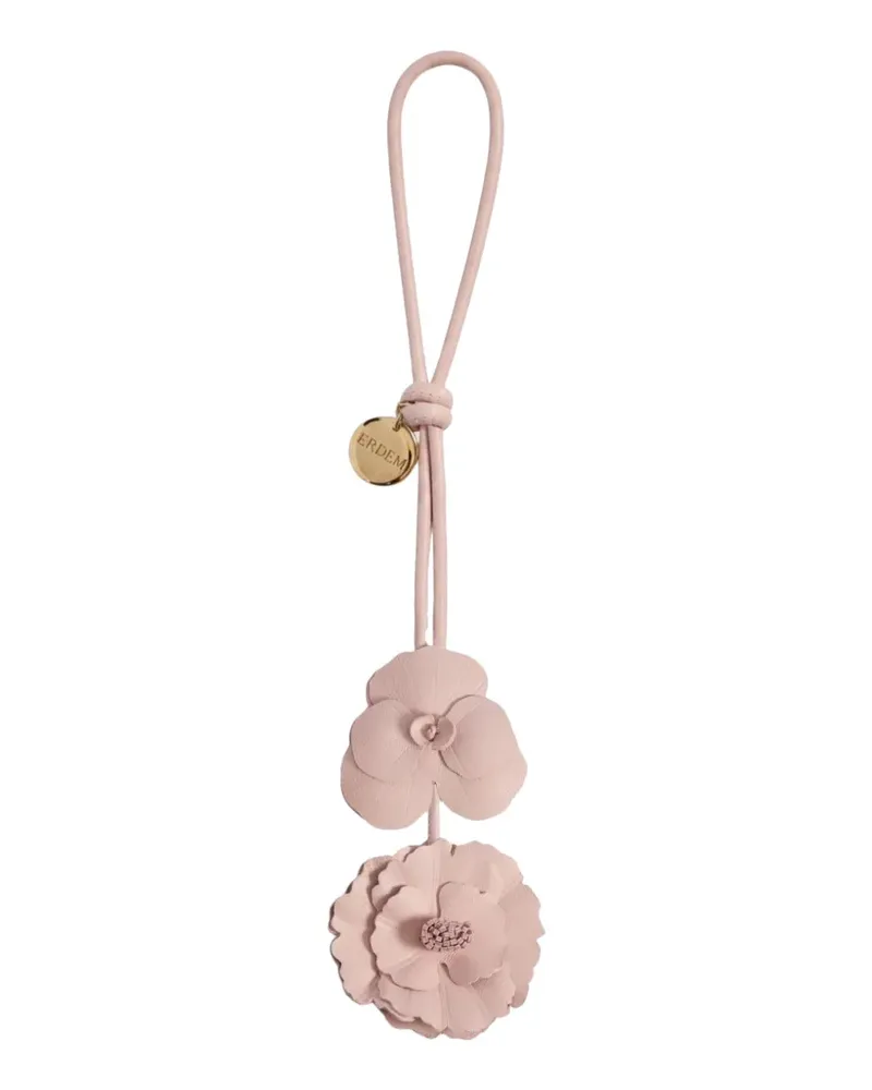Erdem Taschenanhänger mit Blume - Rosa Rosa