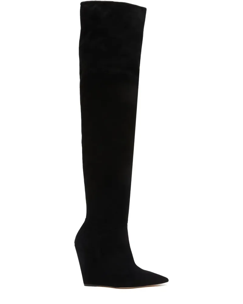 Stuart Weitzman 100mm Saloon wedge pointed-toe over-the-knee boots - Schwarz Schwarz