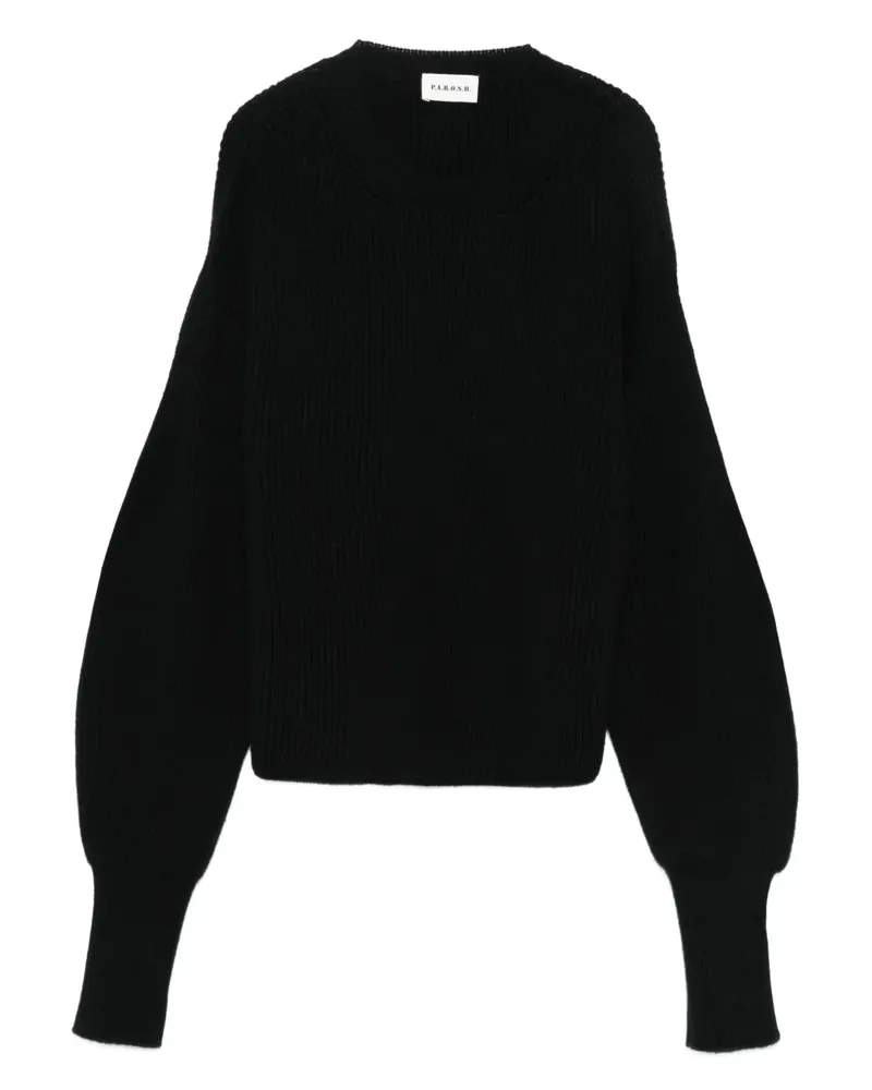 P.A.R.O.S.H. P.A.R.O H. Gerippter Pullover mit Ballonärmeln - Schwarz Schwarz