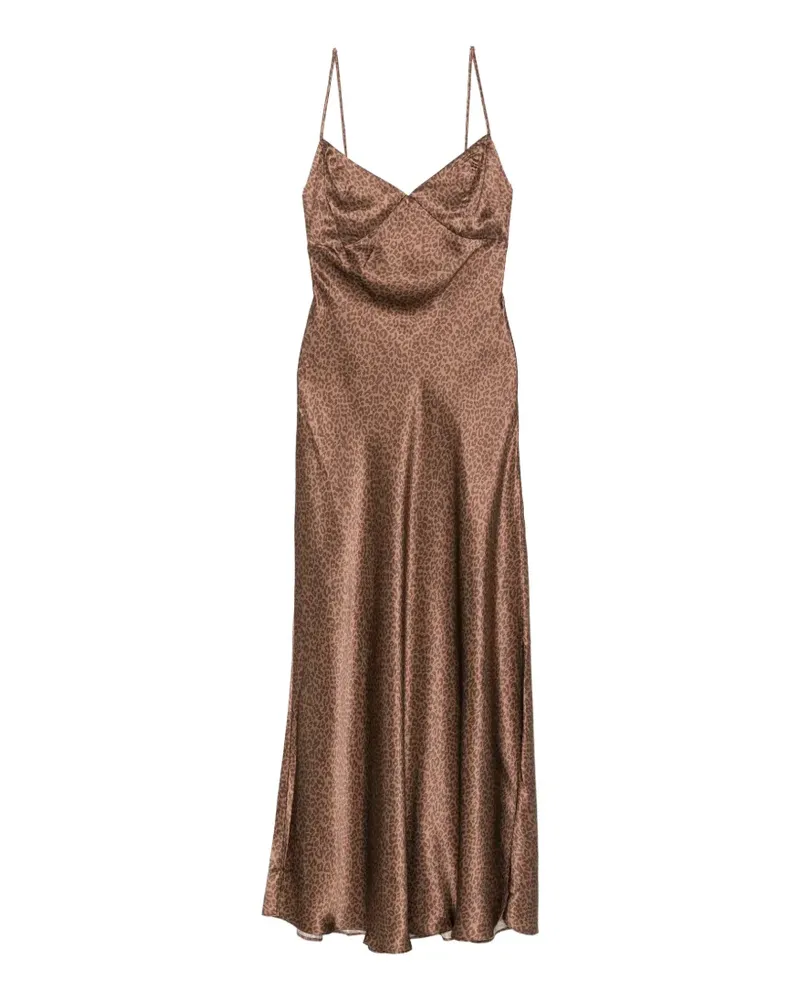 MC2 Saint Barth leopard-print spaghetti-strap silk maxi dress - Braun Braun