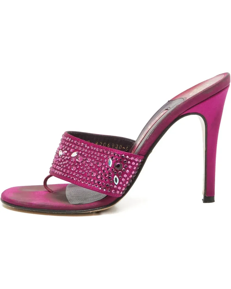 Gina Pantoletten aus Satin mit Kristallriemen - Rosa Rosa
