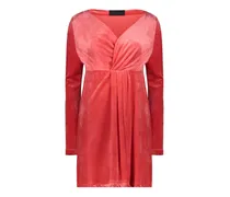 Drapiertes Minikleid aus Samt - Rot
