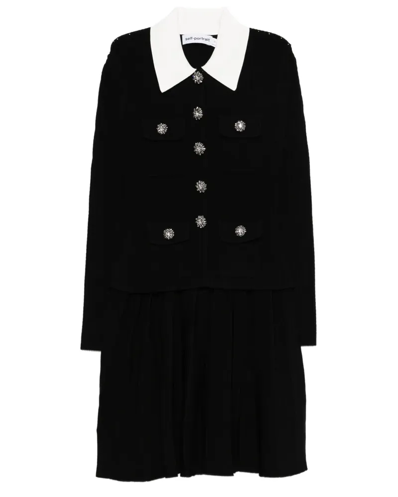 Self-Portrait Minikleid mit verziertem Kragen - Schwarz Schwarz