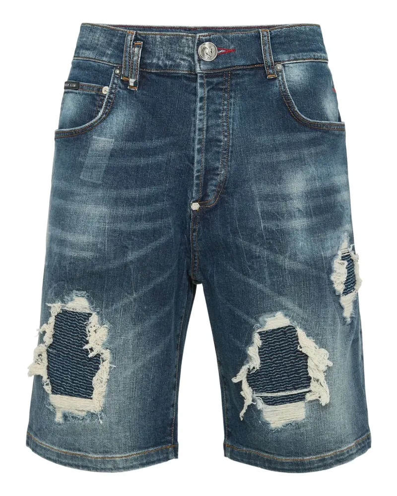 Philipp Plein Shorts im Distressed-Look - Blau Blau