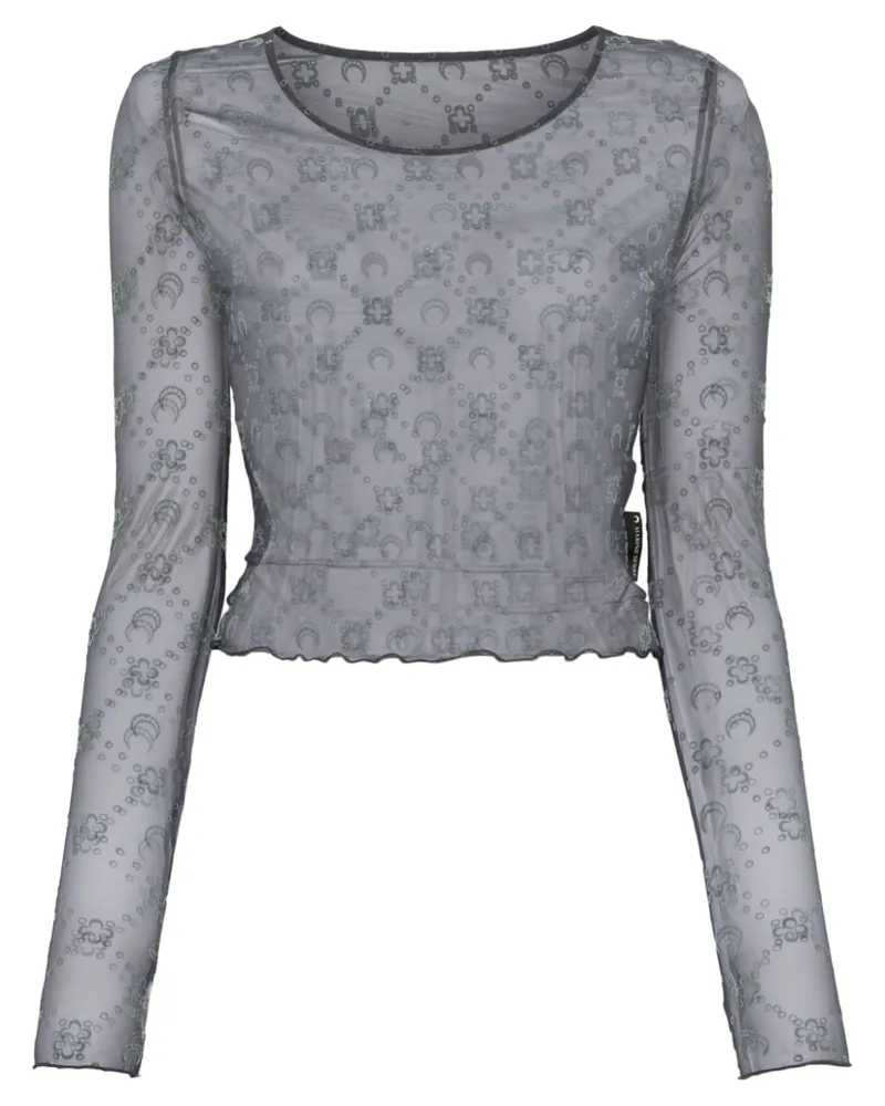 Marine Serre Mesh-Oberteil mit Monogramm - Grau Grau