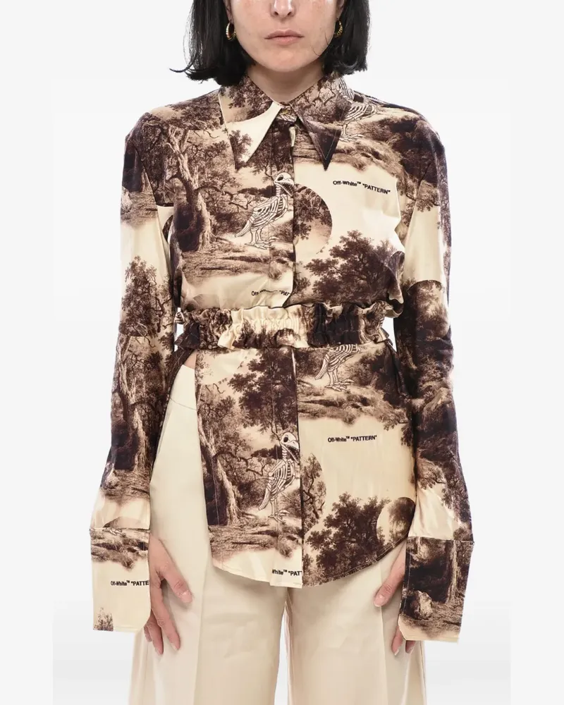 OFF-WHITE curtain pattern-print shirt - Nude Nude