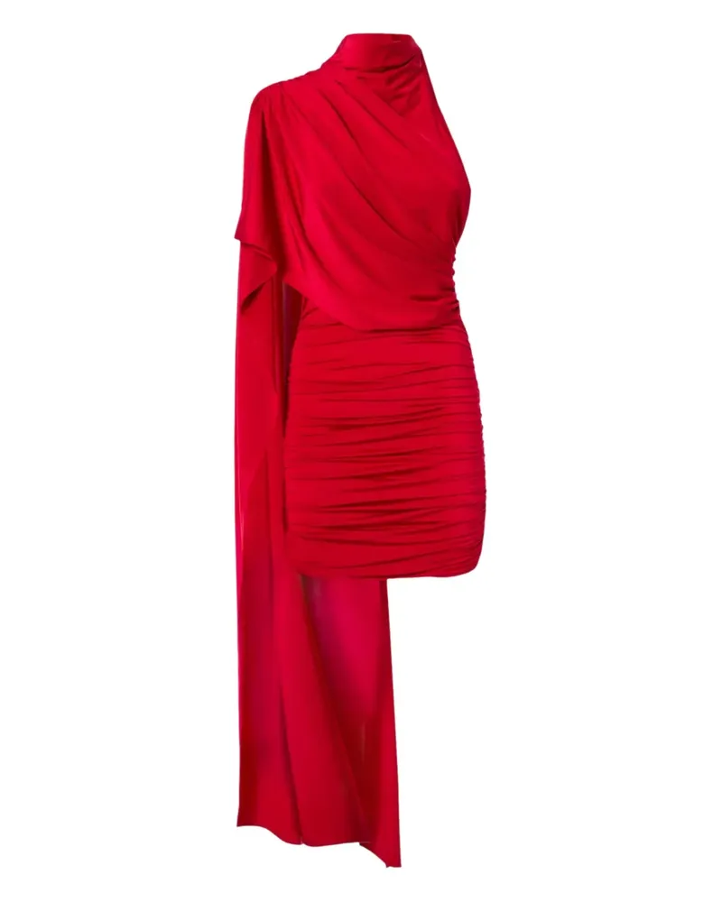 ANDAMANE Gerafftes Waverly Cape-Minikleid - Rot Rot