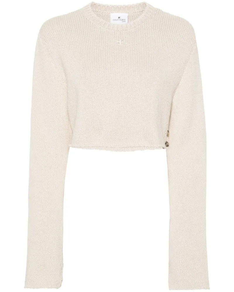 Courrèges Cropped-Pullover mit Logo-Stickerei - Nude Nude