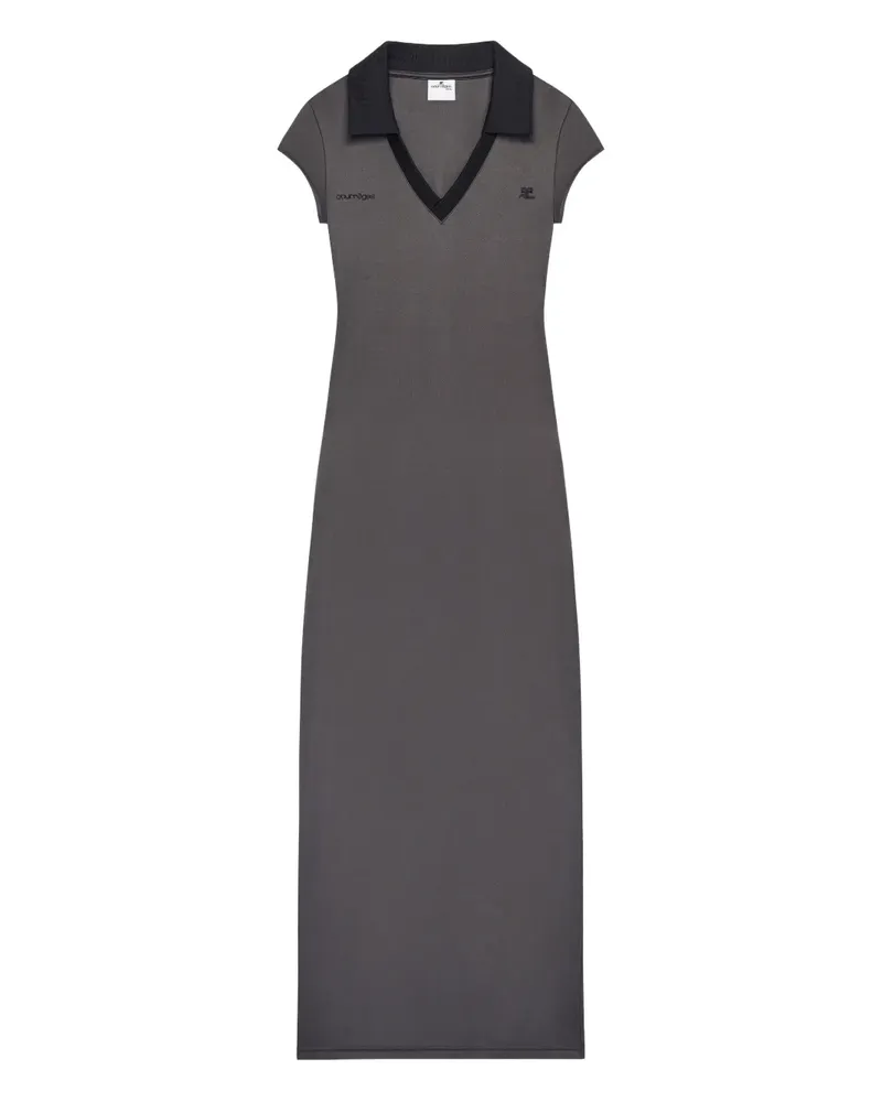 Courrèges Maxikleid mit Logo - Grau Grau