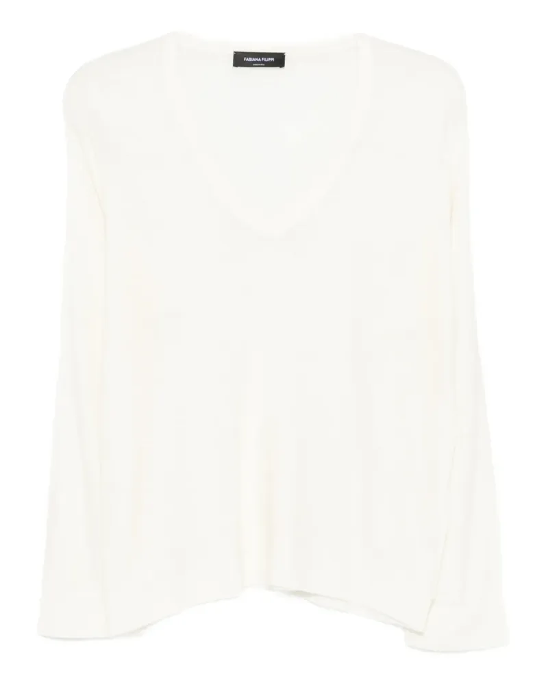 Fabiana Filippi Langarmshirt mit V-Ausschnitt - Nude Nude