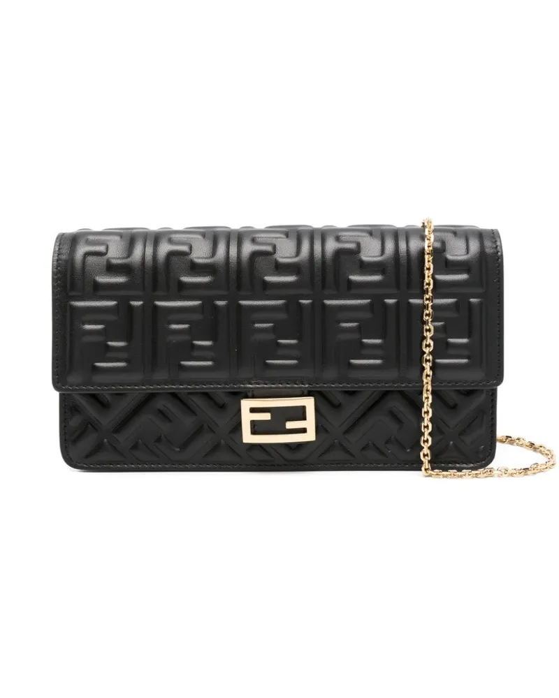 Fendi Baguette Portemonnaie mit Kettenriemen - Schwarz Schwarz