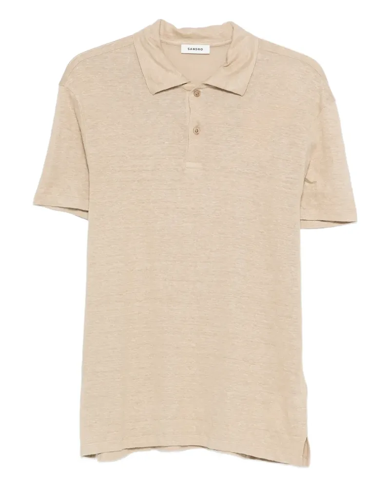 Sandro Poloshirt aus Leinen - Nude Nude