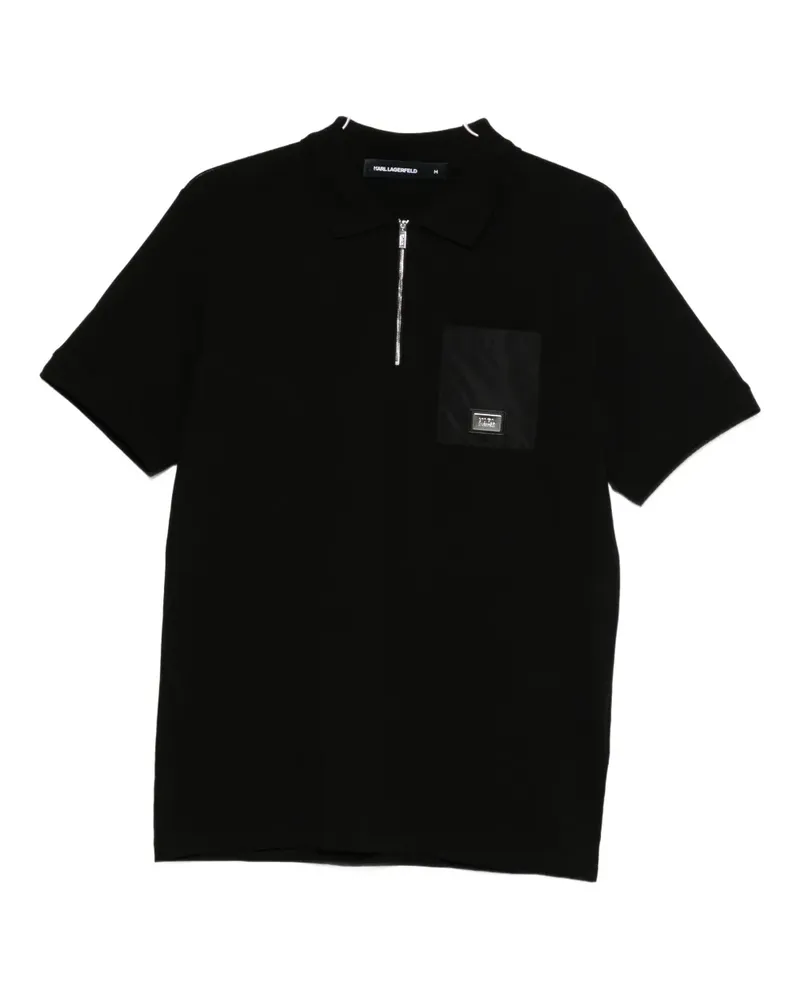 Karl Lagerfeld Poloshirt mit Logo-Schild - Schwarz Schwarz