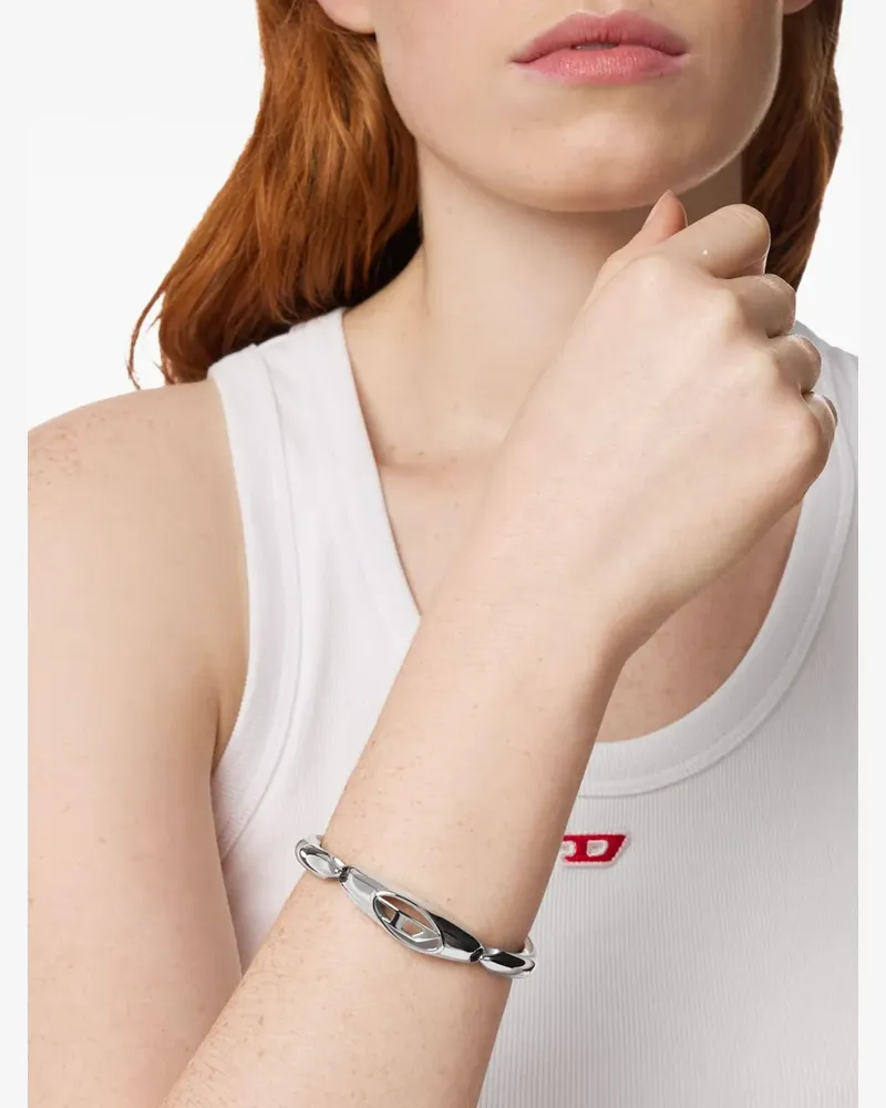 Diesel cutout oval logo bracelet - Silber Silber