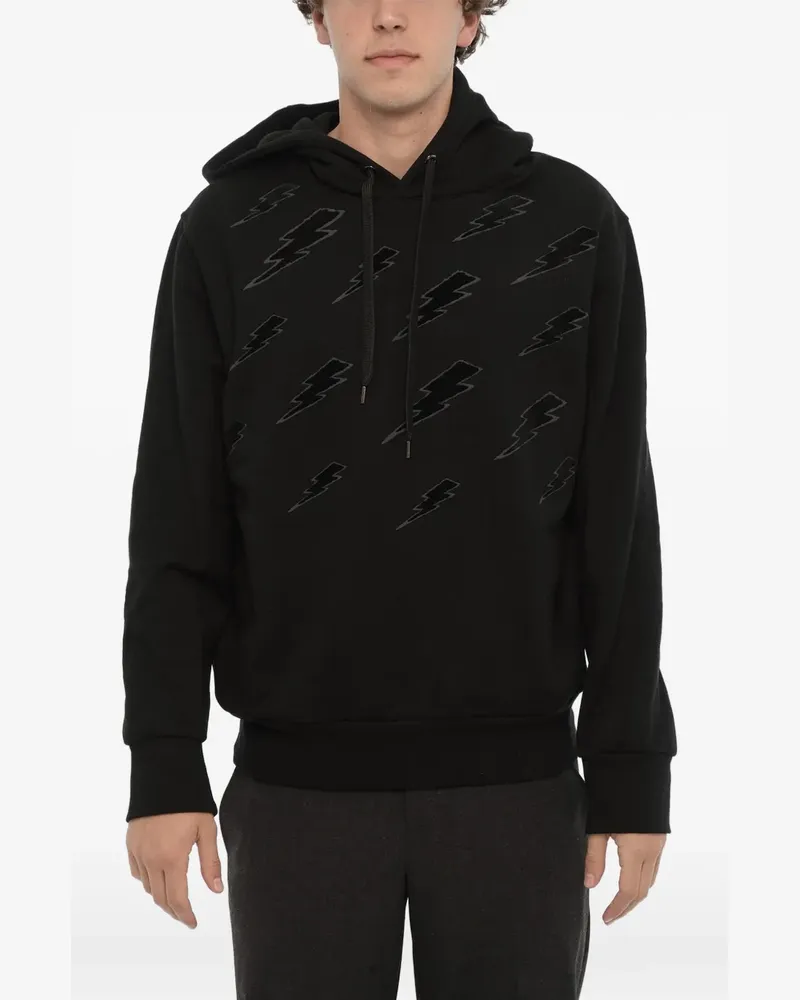 Neil Barrett Thunderbolt embroidered hoodie - Schwarz Schwarz