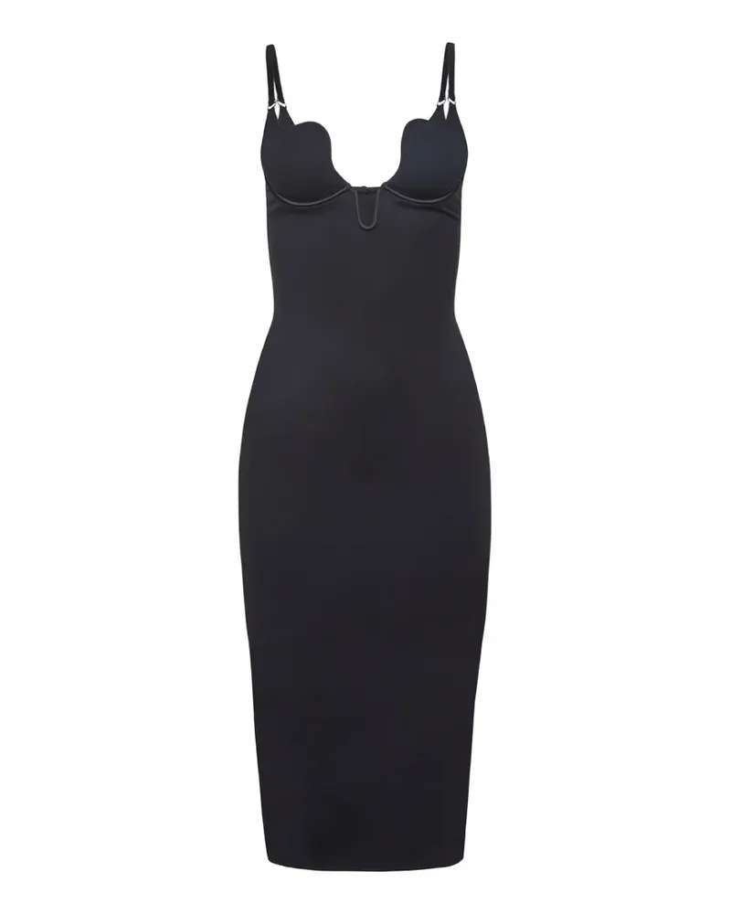 Fleur Du Mal Seduce U-Plunge midi dress - Schwarz Schwarz