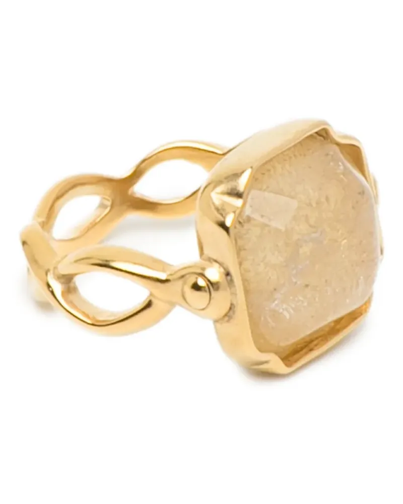 Goossens Paris Eckiger Ring mit Cabochon - Gold Gold