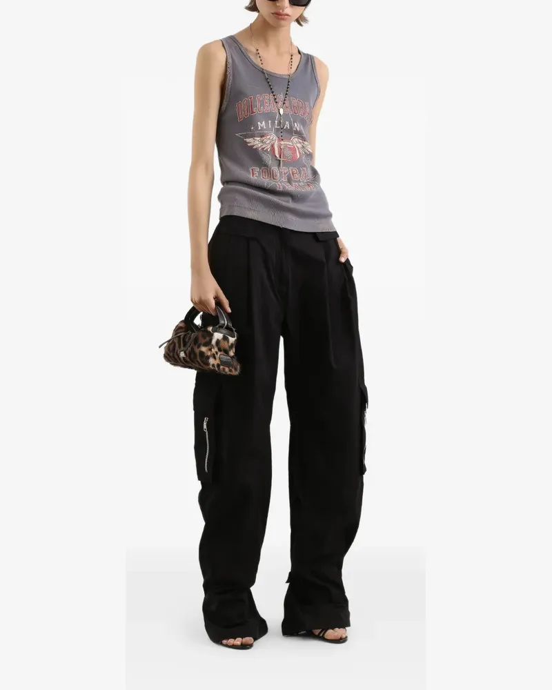 Dolce & Gabbana print-detail crew neck tank top - Grau Grau