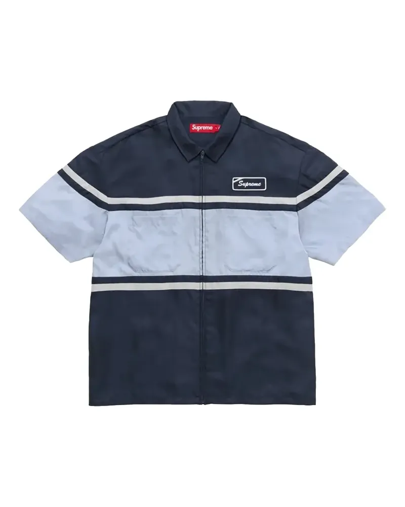 Supreme Being zip-up short-sleeve shirt - Blau Blau