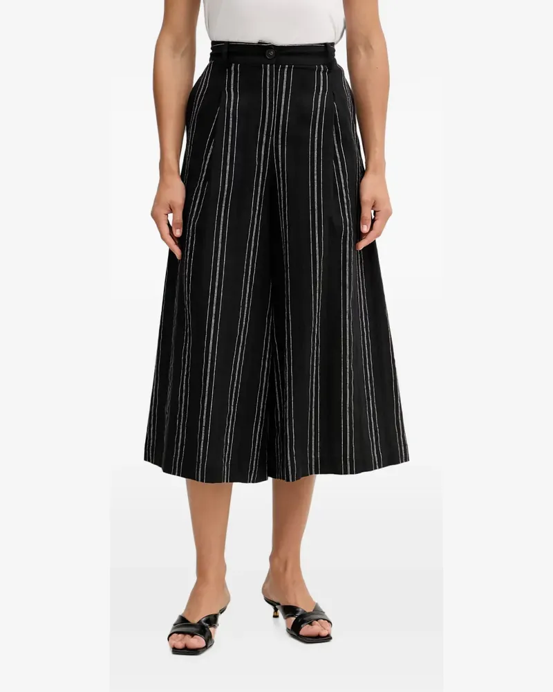 Benetton vertical-stripe cropped palazzo pants - Schwarz Schwarz